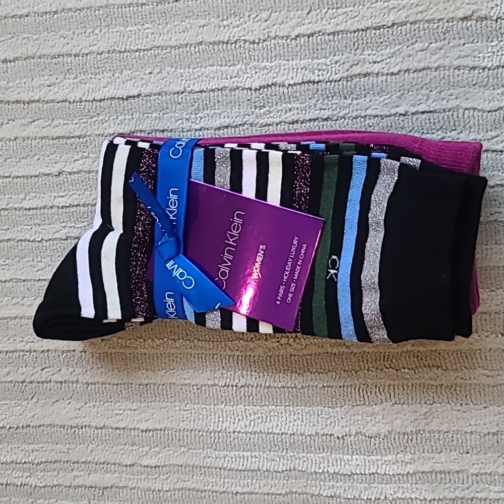 2 for $35 - Calvin Klein Women’s US 6-9.5 - 4 Pairs Holiday Luxury Socks